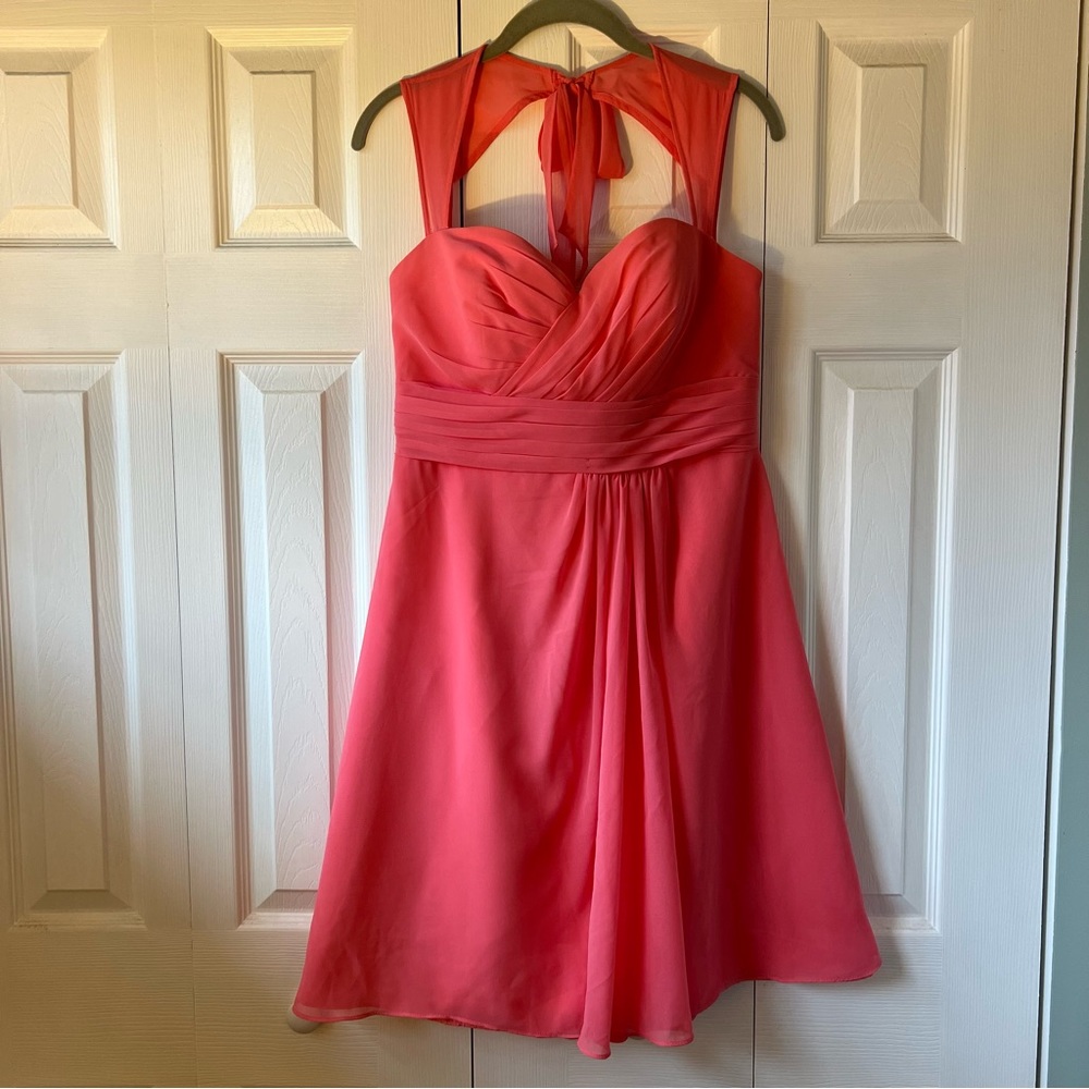 Bill Levkoff Coral Short Bridesmaid dress size 12